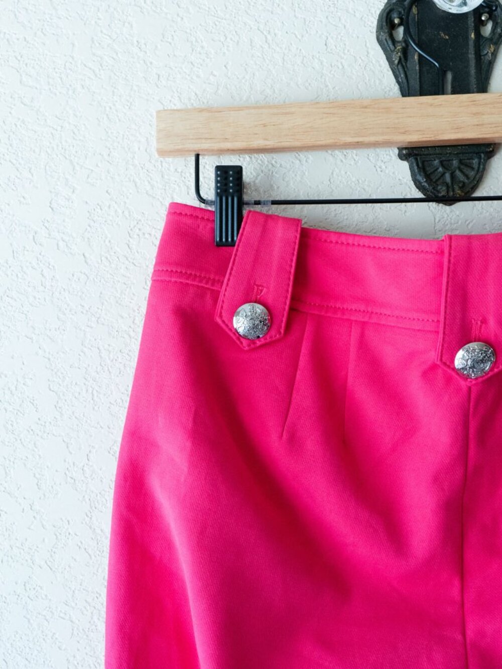 WHBM Jolie Pants Womens 4L NWT Hot Pink Azalea Straight Leg Silver Button Stretc - Picture 11 of 15
